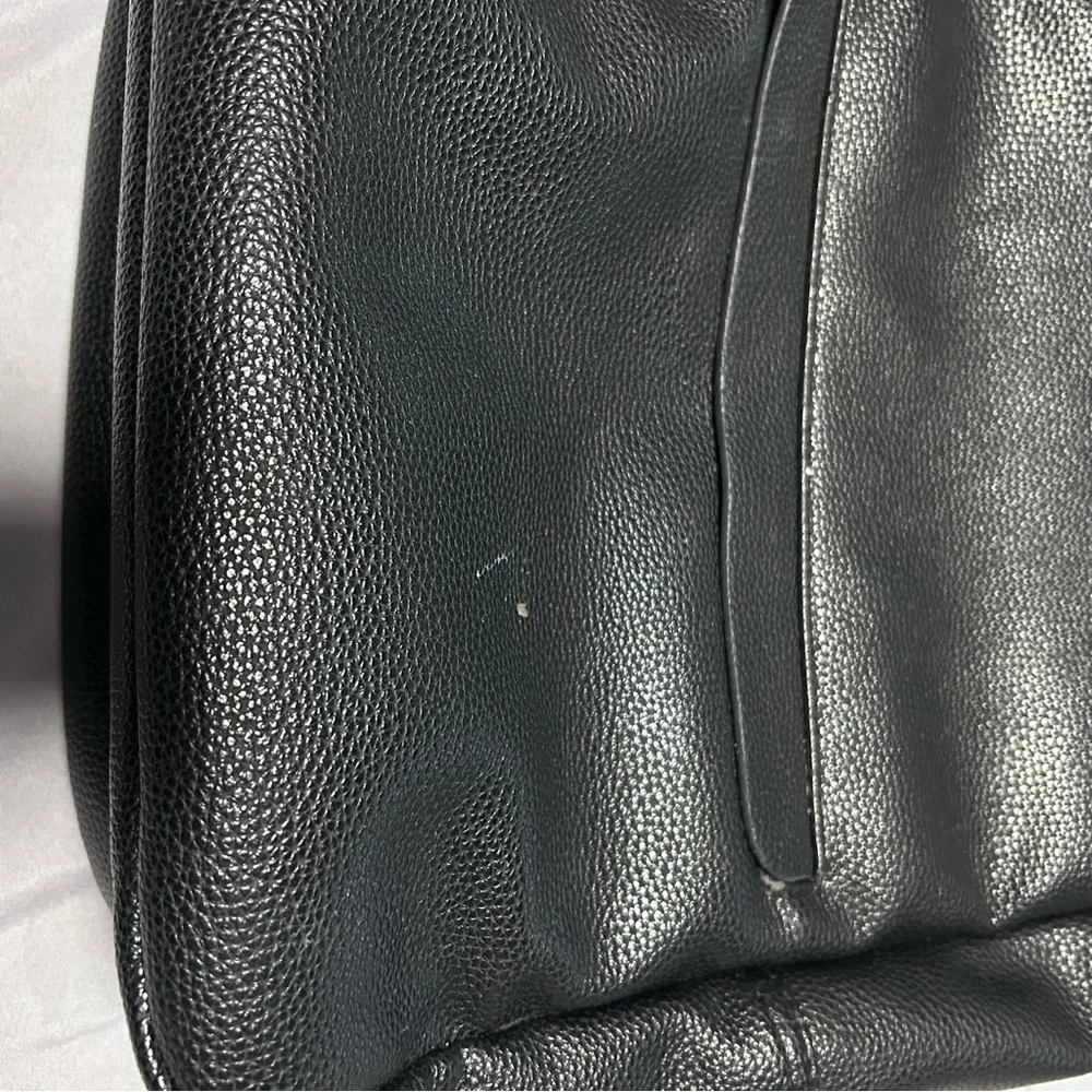 Steve Madden Black Leather Backpack Blue Plaid Lining